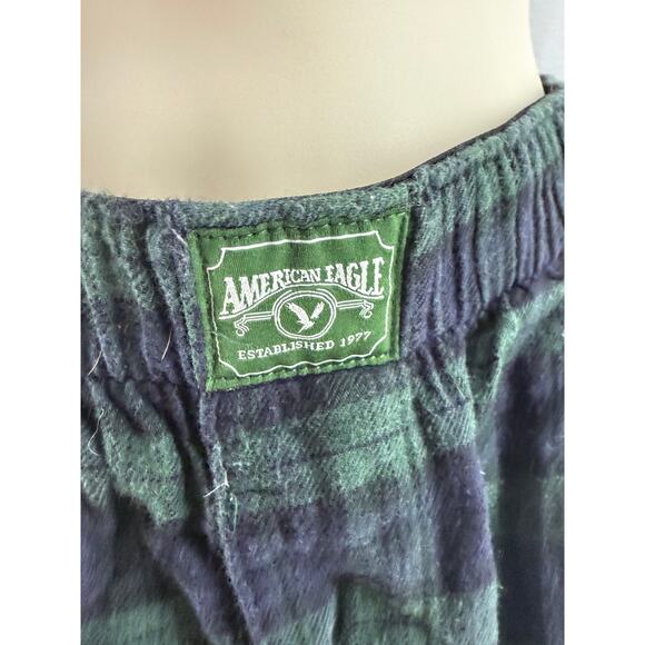 American Eagle Lounge Flannel Blue Green Plaid Boxer Shorts Xlarge - Picture 2 of 4